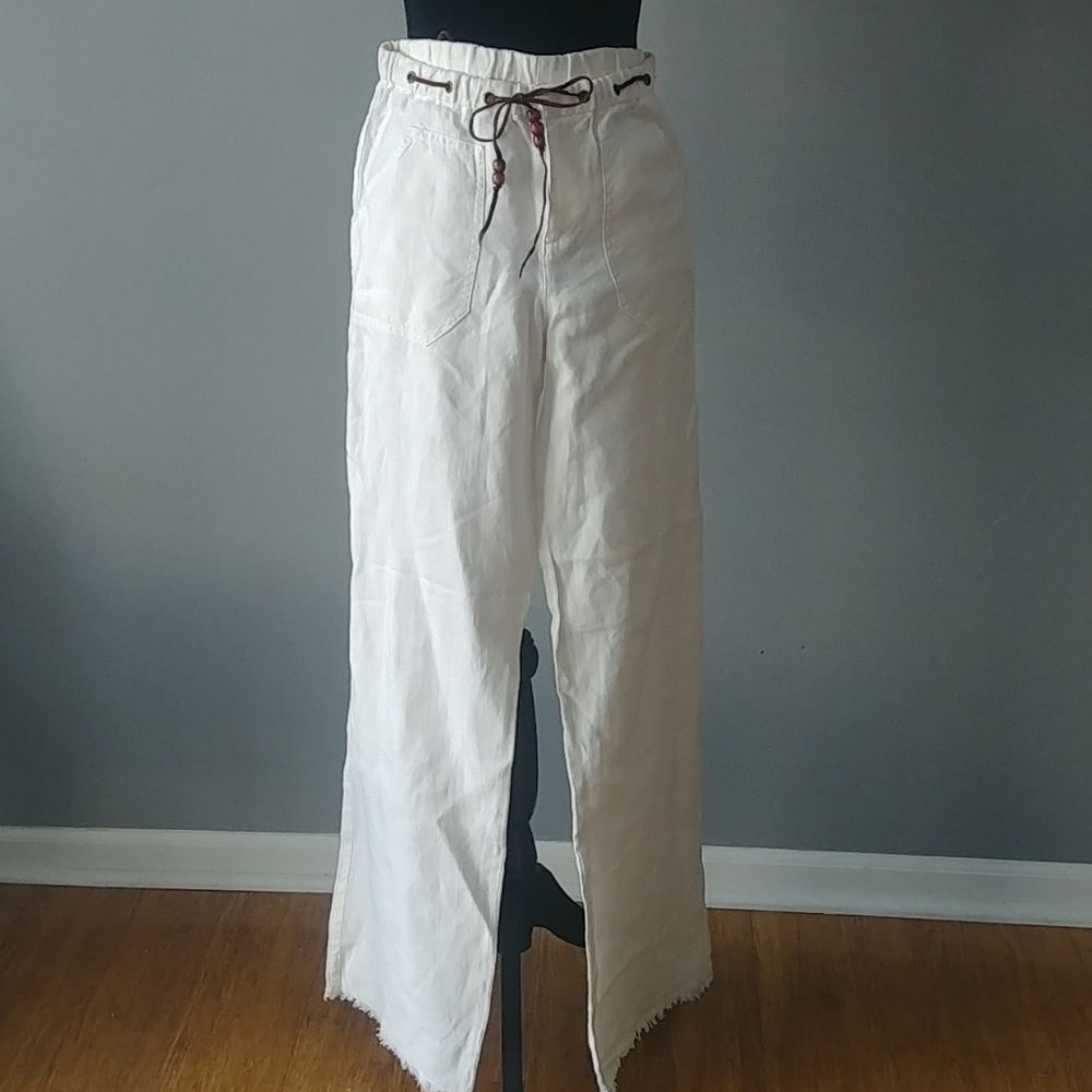 AX Armani Exchange White Straight Linen Pants 6